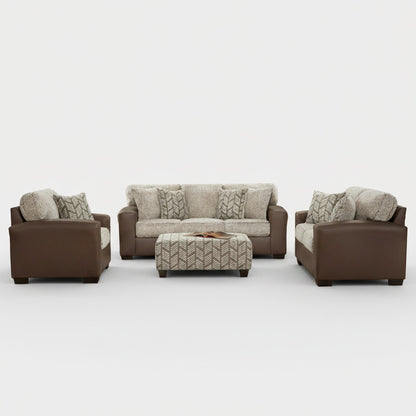 Brown Faux Leather Sofa Set