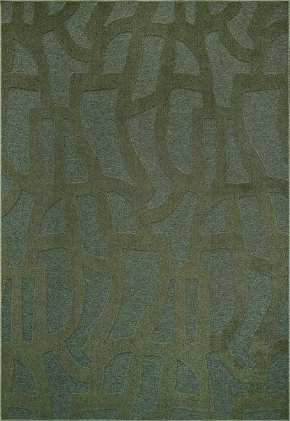 Tweed Berkley Green Polyester High-Low Area Rug