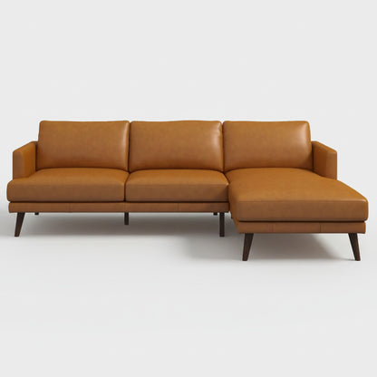 Lored  L-Shaped Genuine Leather Sectional Sofa Right Facing
