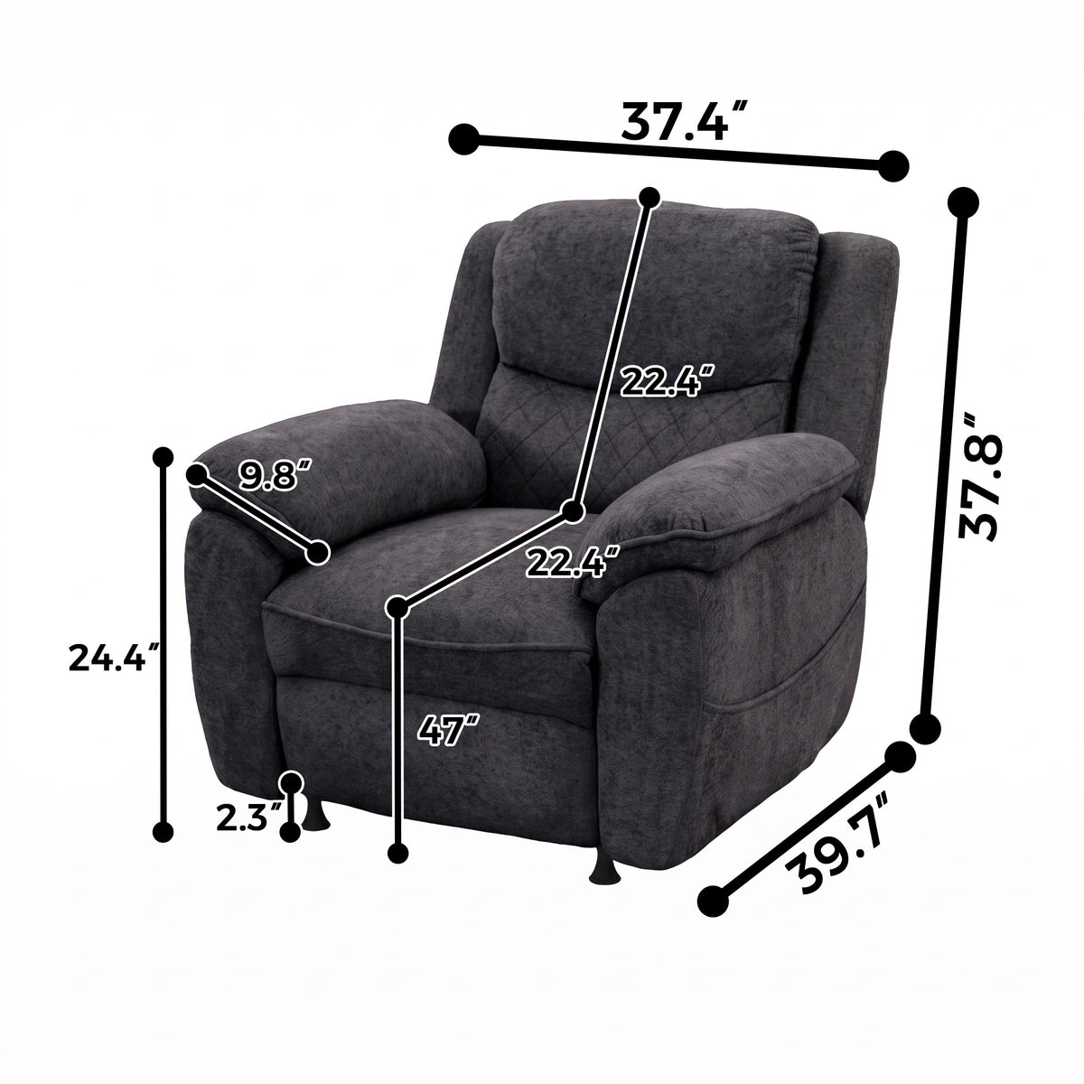 1 seater 6 seater dark gray power recliner sofa
