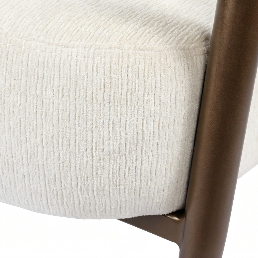 White metal frame accent chair