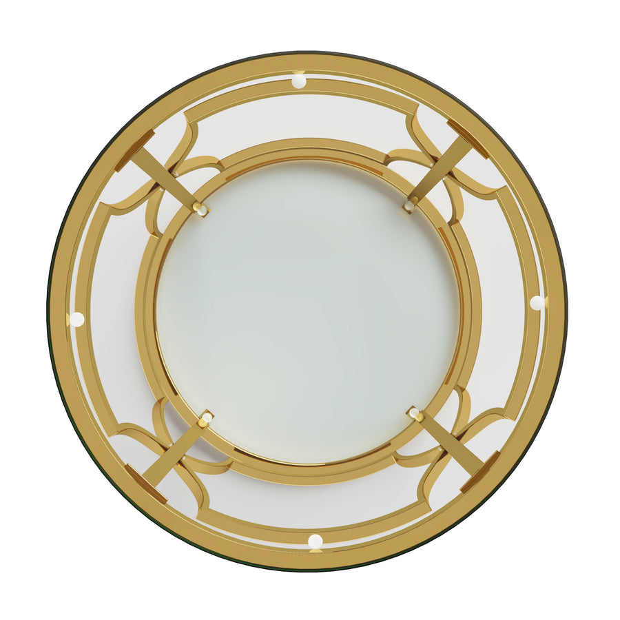 Transparent tempered glass golden metal leg round side table
