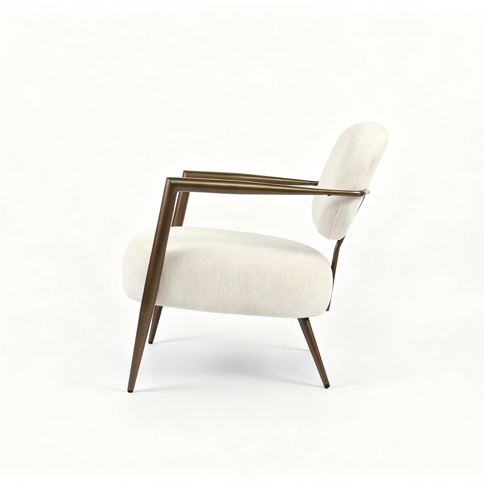 White metal frame accent chair
