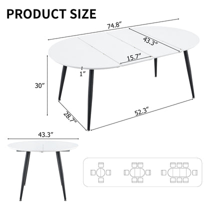 4 Seater 8 Seater pull up dining table and chair set