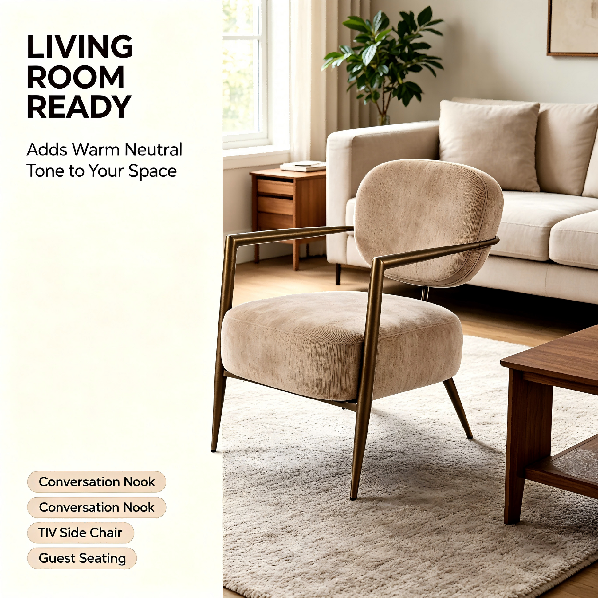 Camel metal frame accent chair