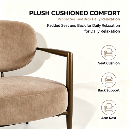 Camel metal frame accent chair