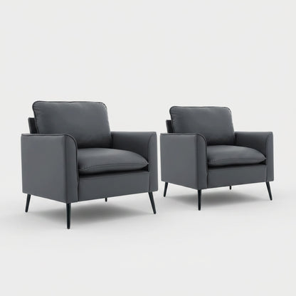 Light Gray Leather Upholstered Sofa Chair 2PC Casual Living Room Balcony Bedroom Lounge Set