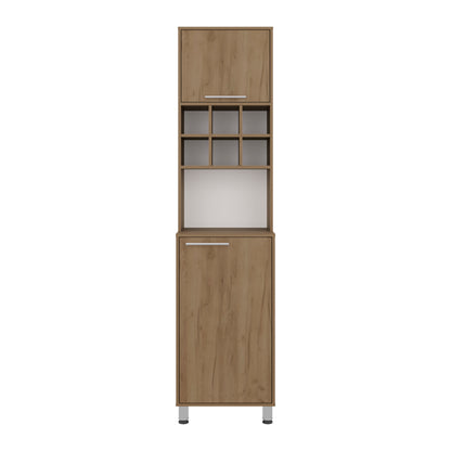 Tall wooden cabinet with glass panels on a white background Natural best furniture store in OHIO