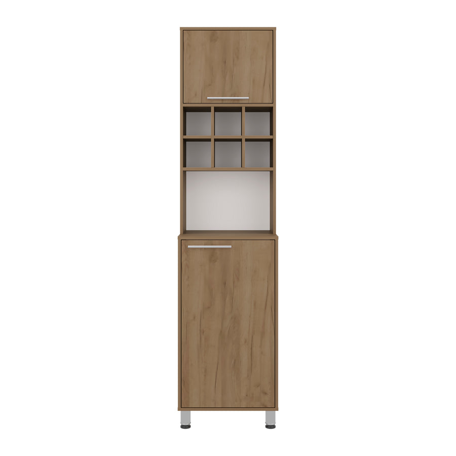 Tall wooden cabinet with glass panels on a white background Natural best furniture store in OHIO