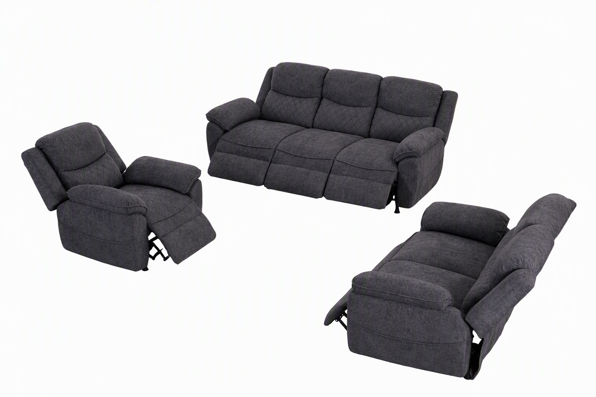 6 seater dark gray power recliner sofa