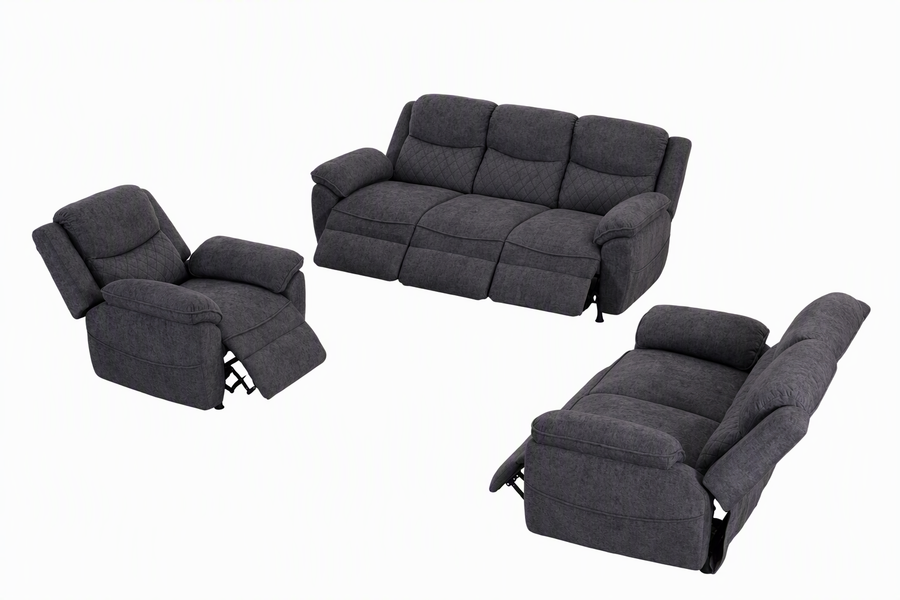 6 seater dark gray power recliner sofa